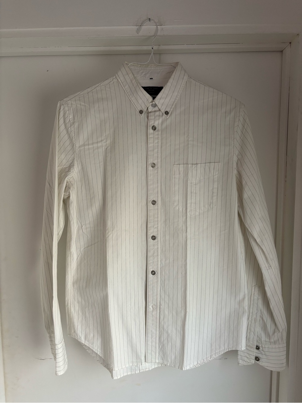 Rag & Bone Men's White Pinstripe Button-Down Shirt